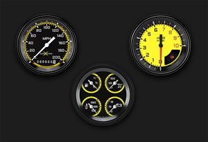 Picture of AutoCross Yellow Three Gauge Set