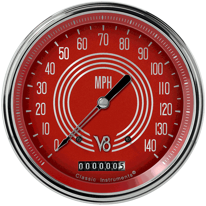 Picture of V8 Red Steelie 4 5/8" Speedometer