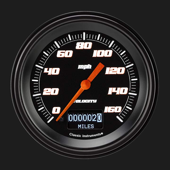 Picture of Velocity Black 3 3/8" Speedometer with Information Screen