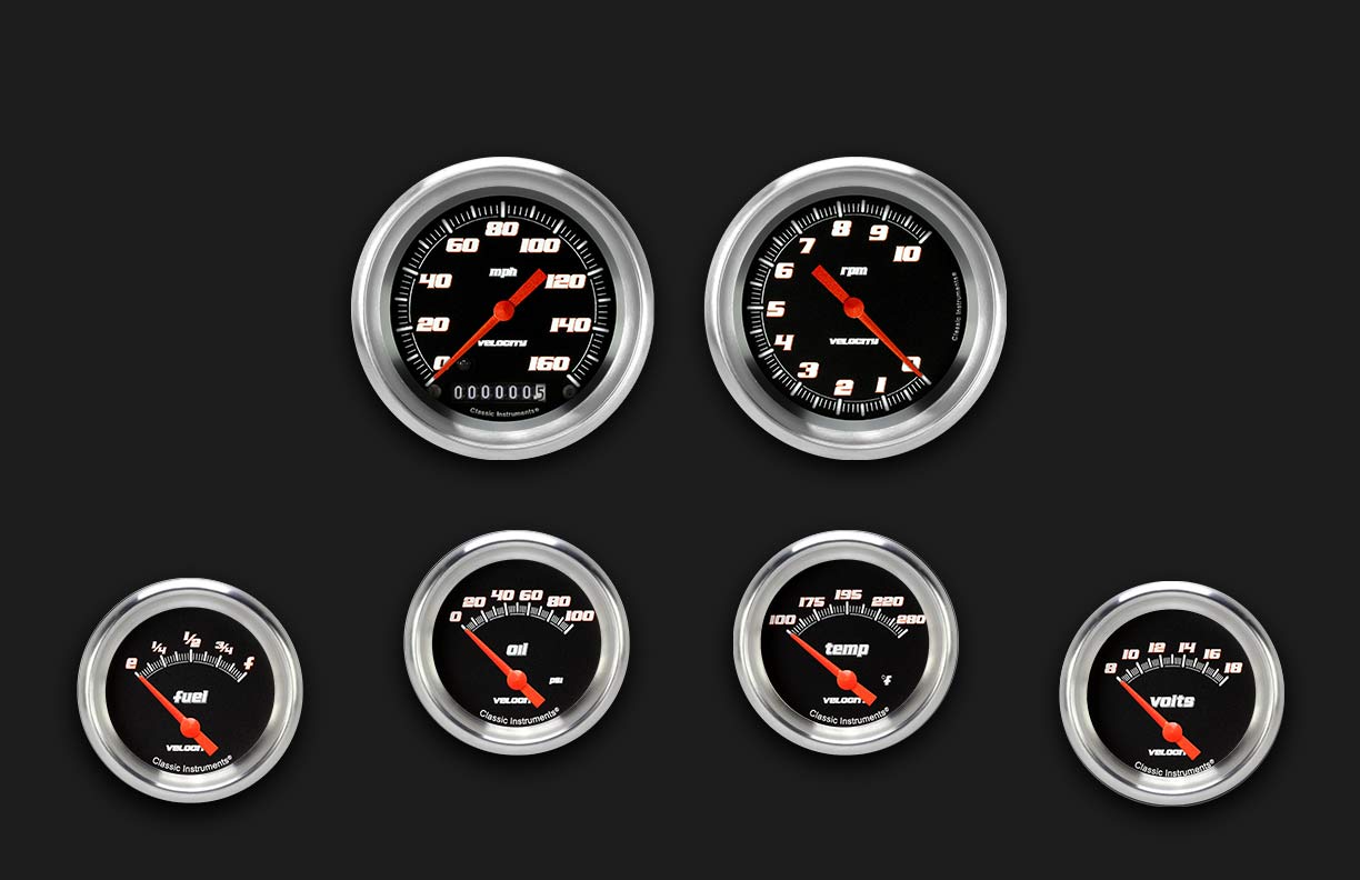 Picture of Velocity Black Six Gauge Set 201, Aluminum Performance Bezel