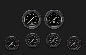 Picture of Hot Rod Six Gauge Set 301, Black Performance Bezel