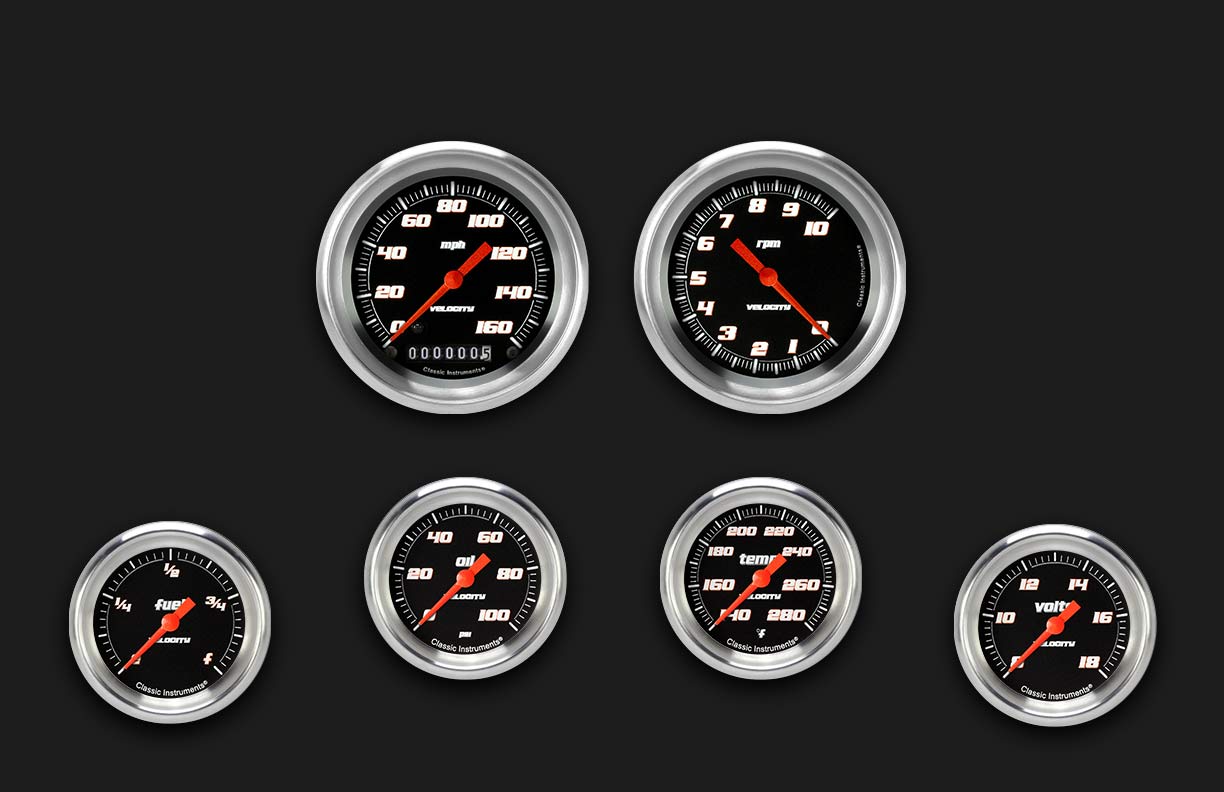 Picture of Velocity Black Six Gauge Set 301, Aluminum Performance Bezel