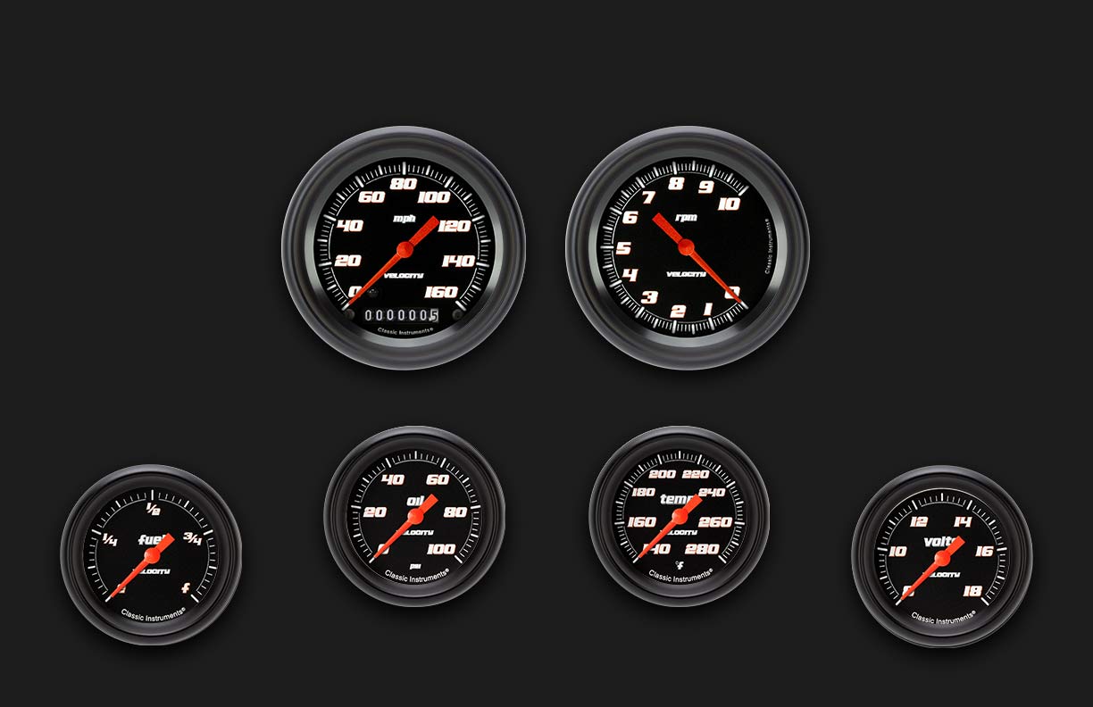 Picture of Velocity Black Six Gauge Set 301, Black Performance Bezel